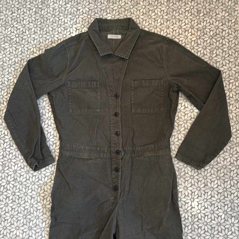 Women's Outerknown Lou Corduroy Jumpsuit in Olive Green, Size S